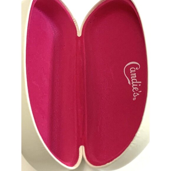 Candies Hard Clamshell Case For Eyeglasses Sunglasses White Pink Felt Lining - Picture 7 of 9